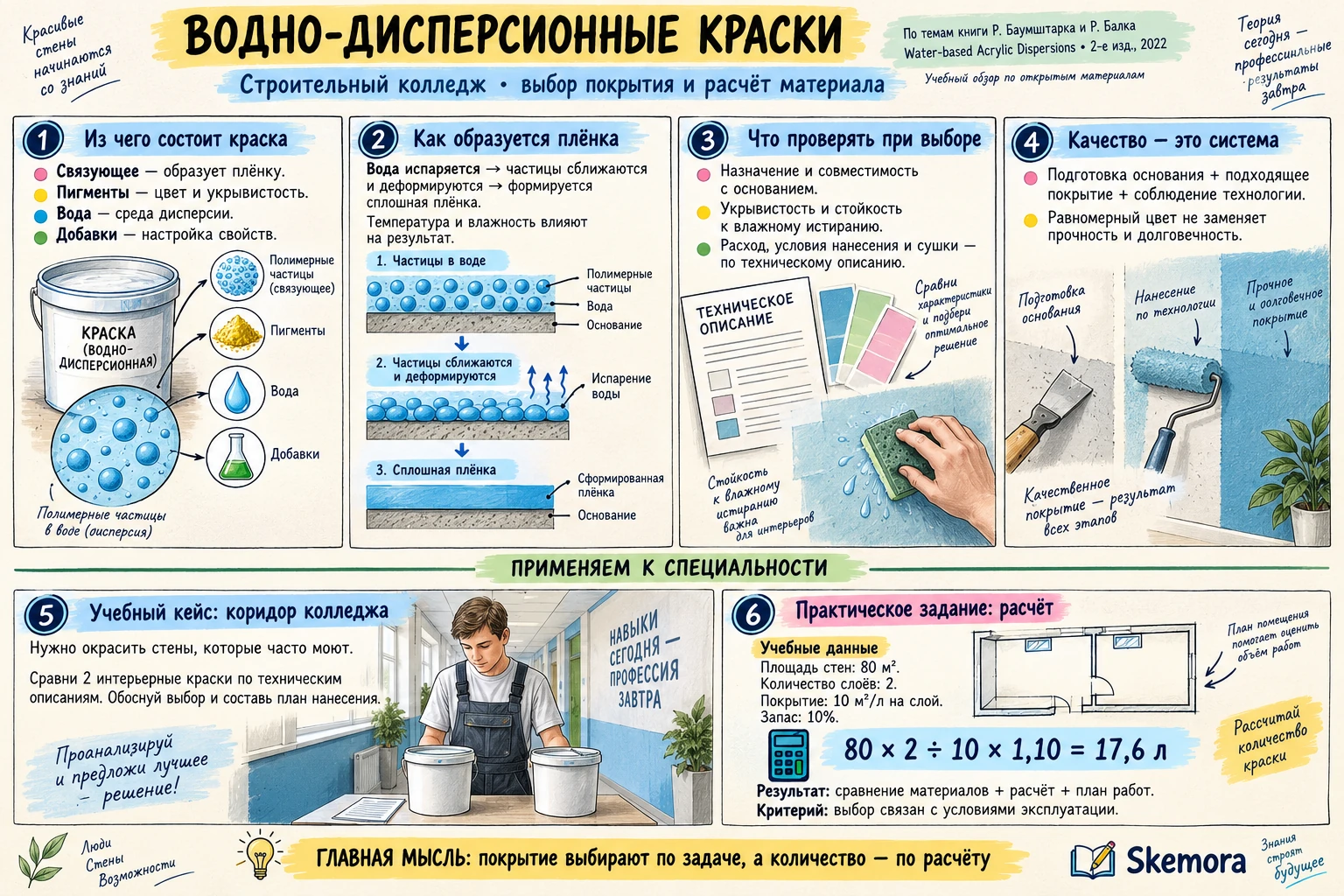 Водно-дисперсионные краски: теория и практическое задание по выбору покрытия и расчёту расхода